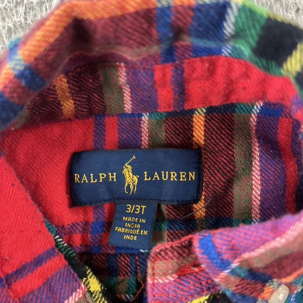Ralph Lauren Flannel Shirt Boys 3t Toddler Button Down Plaid Preppy